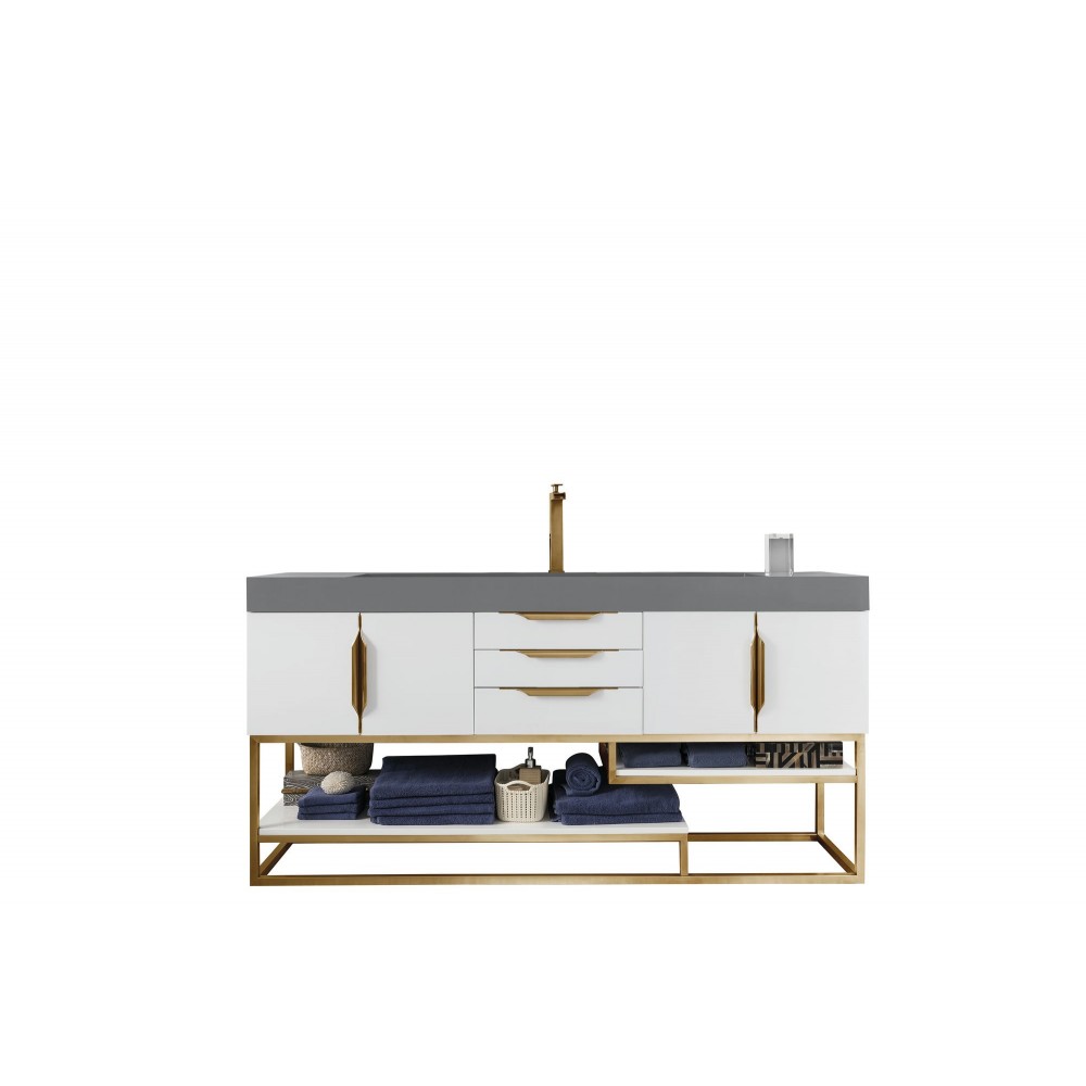 Columbia 72" Single Vanity White Radiant Gold w/Dusk Grey Composite Top Columbia 72" Single Vanity White Radiant Gold w/Dusk Grey Composite Top