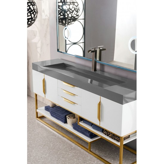 Columbia 72" Single Vanity White Radiant Gold w/Dusk Grey Composite Top