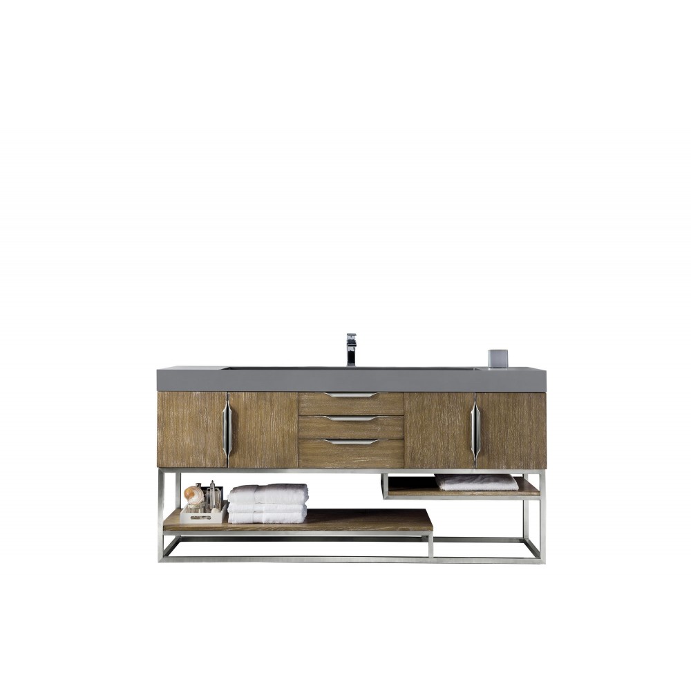 Columbia 72" Single Vanity, Latte Oak w/ Dusk Grey Glossy Composite Top Columbia 72" Single Vanity, Latte Oak w/ Dusk Grey Glossy Composite Top