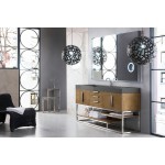 Columbia 72" Single Vanity, Latte Oak w/ Dusk Grey Glossy Composite Top