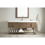 Columbia 72" Single Vanity, Latte Oak w/ Glossy White Composite Top