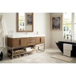 Columbia 72" Single Vanity, Latte Oak w/ Glossy White Composite Top