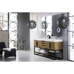 Columbia 72" Single Vanity, Latte Oak, Matte Black w/ Glossy White Composite Top