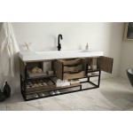 Columbia 72" Single Vanity, Latte Oak, Matte Black w/ Glossy White Composite Top