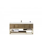 Columbia 72" Single Vanity Latte Oak Radiant Gold w/ Glossy White Composite Top