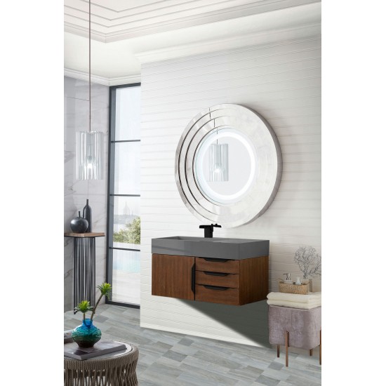 Mercer Island 36" Single Vanity Coffee Oak Black w/Dusk Grey Composite Top