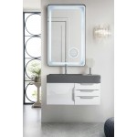 Mercer Island 36" Single Vanity, Glossy White w/ Dusk Grey Glossy Composite Top