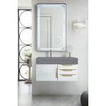 Mercer Island 36" Single Vanity White Radiant Gold w/Dusk Grey Composite Top