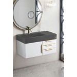 Mercer Island 36" Single Vanity White Radiant Gold w/Dusk Grey Composite Top