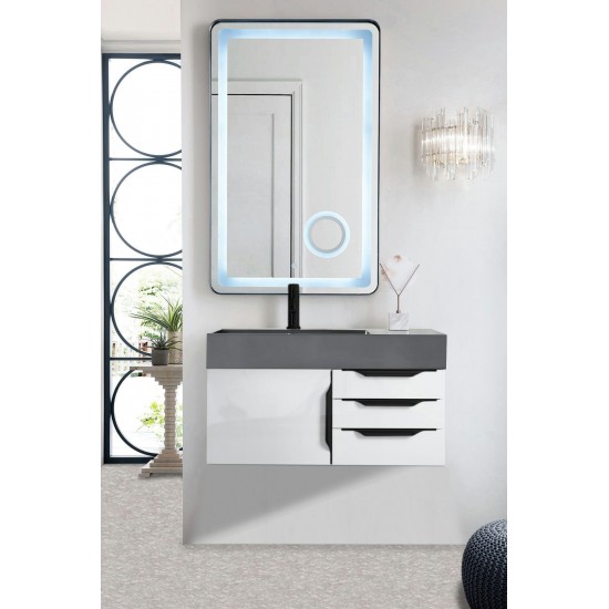 Mercer Island 36" Single Vanity White Black w/Dusk Grey Composite Top