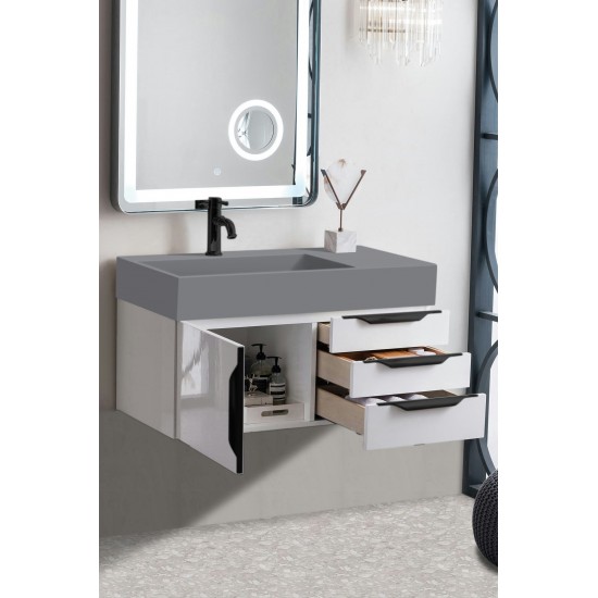 Mercer Island 36" Single Vanity White Black w/Dusk Grey Composite Top