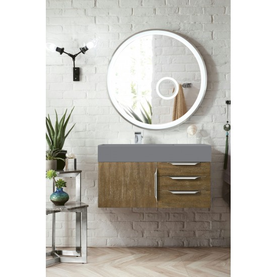 Mercer Island 36" Single Vanity, Latte Oak w/ Dusk Grey Glossy Composite Top