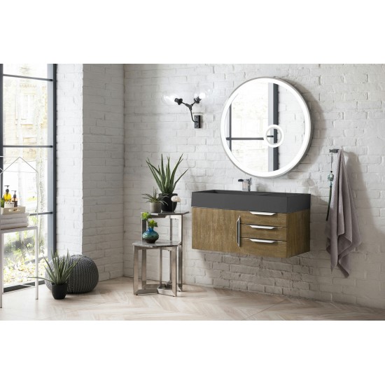 Mercer Island 36" Single Vanity, Latte Oak w/ Dusk Grey Glossy Composite Top