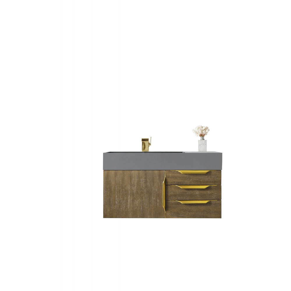 Mercer Island 36" Single Vanity Latte Oak Radiant Gold,Dusk Grey Composite Top