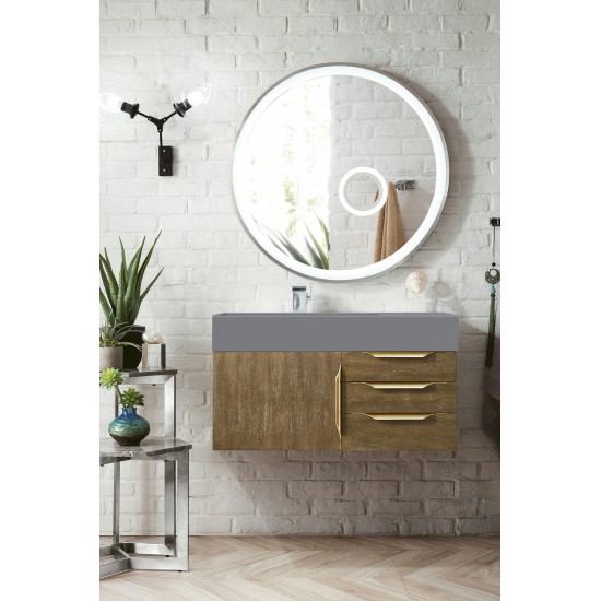 Mercer Island 36" Single Vanity Latte Oak Radiant Gold,Dusk Grey Composite Top