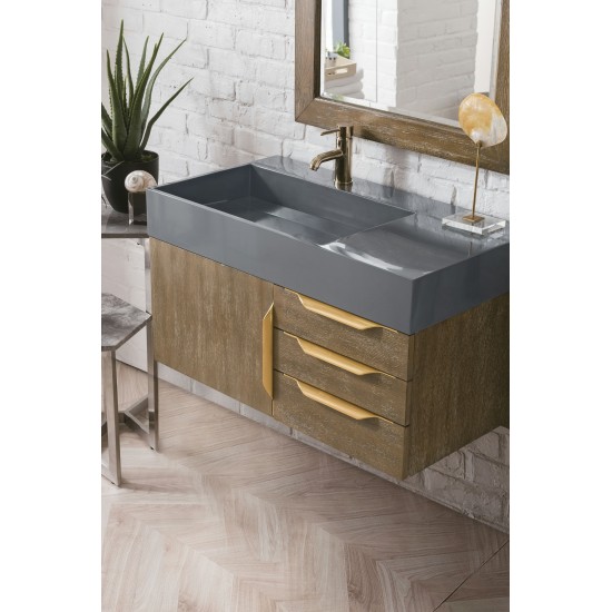 Mercer Island 36" Single Vanity Latte Oak Radiant Gold,Dusk Grey Composite Top