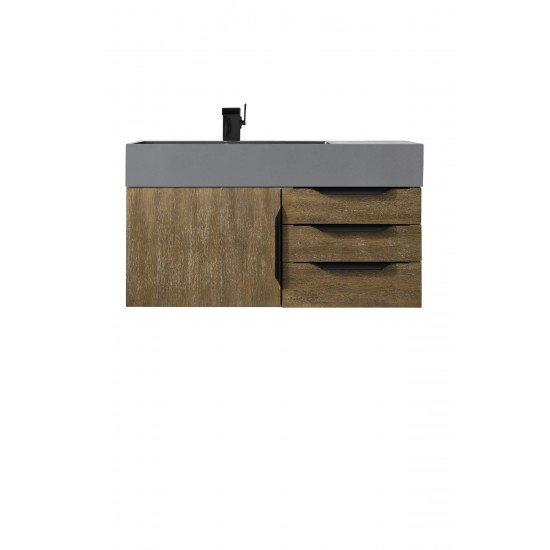 Mercer Island 36" Single Vanity Latte Oak Black w/Dusk Grey Glossy Composite Top