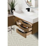 Mercer Island 36" Single Vanity Latte Oak Black w/Glossy White Composite Top