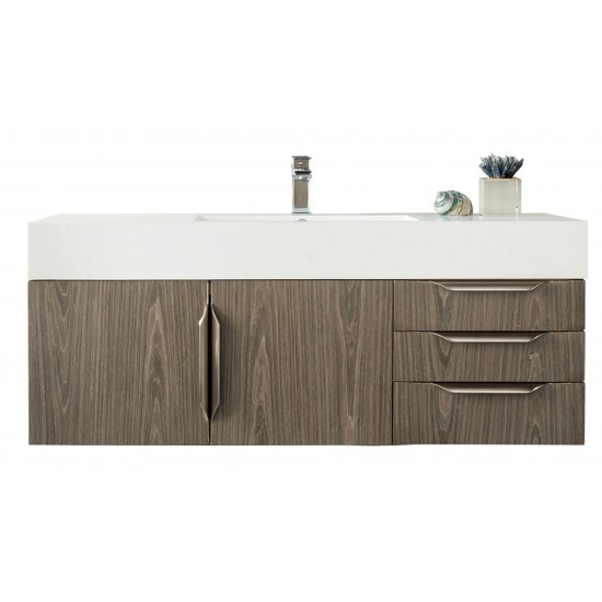 Mercer Island 48" Single Vanity, Ash Gray w/ Glossy White Composite Top