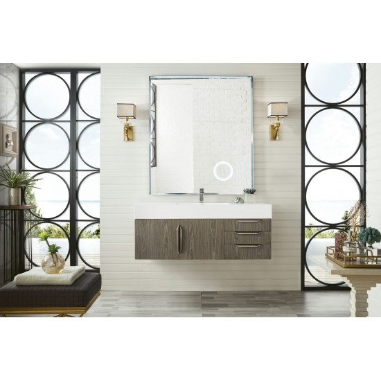 Mercer Island 48" Single Vanity, Ash Gray w/ Glossy White Composite Top