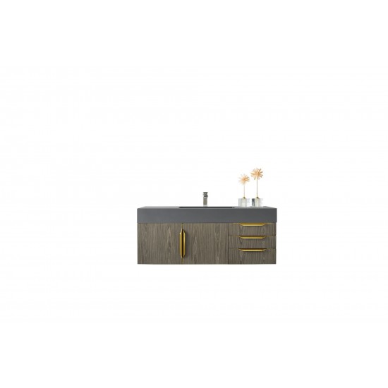 Mercer Island 48" Single Vanity Ash Gray Radiant Gold w/Dusk Grey Composite Top