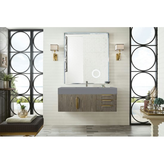 Mercer Island 48" Single Vanity Ash Gray Radiant Gold w/Dusk Grey Composite Top