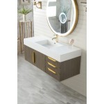 Mercer Island 48" Single Vanity Ash Gray Radiant Gold w/ White Composite Top