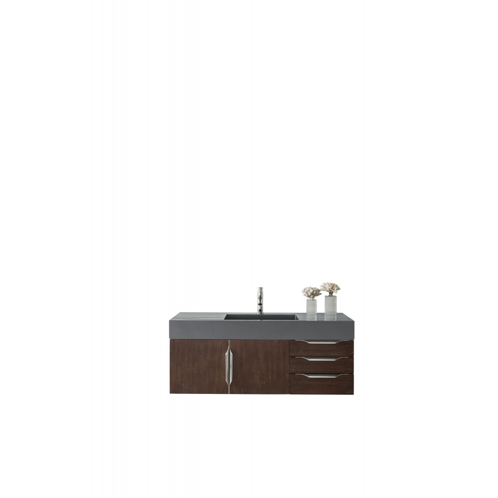 Mercer Island 48" Single Vanity, Coffee Oak w/ Dusk Grey Glossy Composite Top