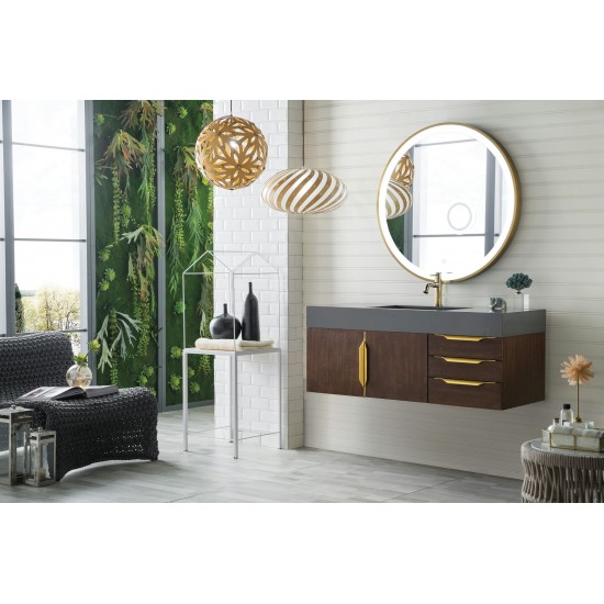 Mercer Island 48" Single Vanity Coffee Oak Radiant Gold,Dusk Grey Composite Top