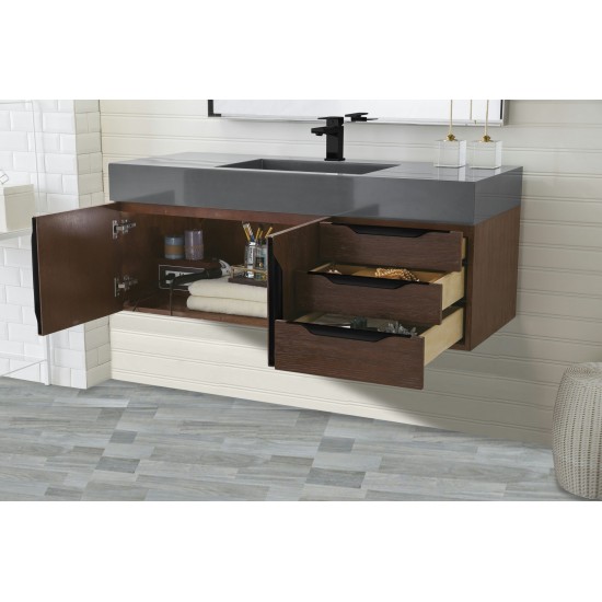 Mercer Island 48" Single Vanity Coffee Oak Black w/Dusk Grey Composite Top