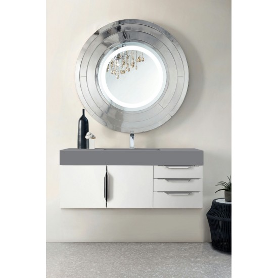 Mercer Island 48" Single Vanity, Glossy White, w/ Dusk Grey Glossy Composite Top