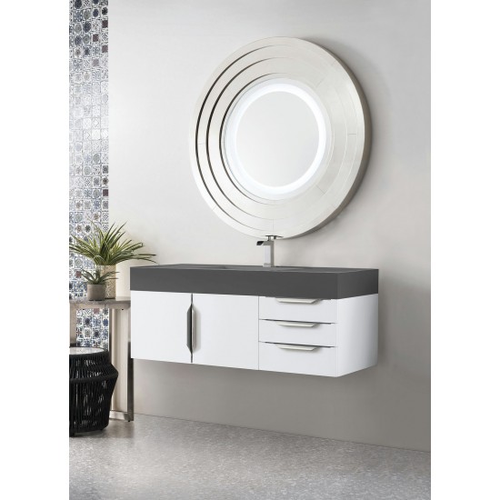 Mercer Island 48" Single Vanity, Glossy White, w/ Dusk Grey Glossy Composite Top