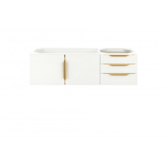 Mercer Island 48" Single Vanity, Glossy White, Radiant Gold