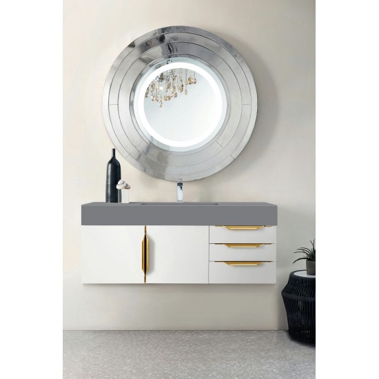 Mercer Island 48" Single Vanity White Radiant Gold w/Dusk Grey Composite Top