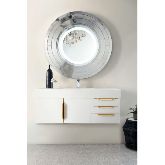 Mercer Island 48" Single Vanity White Radiant Gold w/ White Composite Top