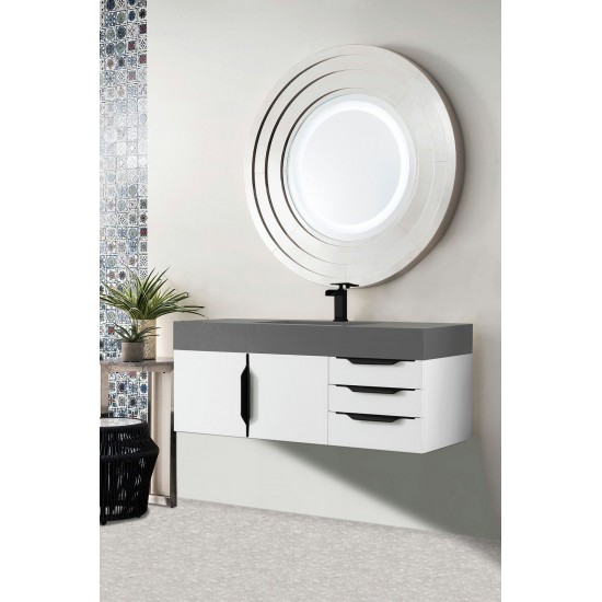 Mercer Island 48" Single Vanity White Black w/Dusk Grey Composite Top