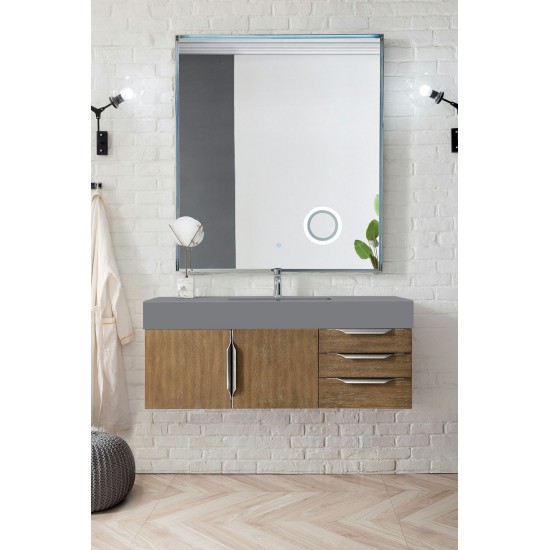 Mercer Island 48" Single Vanity, Latte Oak w/ Dusk Grey Glossy Composite Top