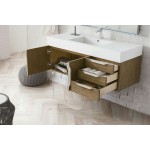 Mercer Island 48" Single Vanity, Latte Oak w/ Glossy White Composite Top