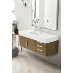 Mercer Island 48" Single Vanity, Latte Oak w/ Glossy White Composite Top