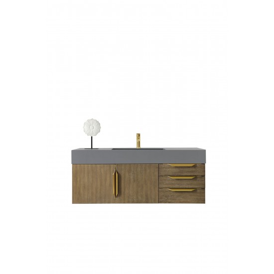 Mercer Island 48" Single Vanity Latte Oak Radiant Gold,Dusk Grey Composite Top