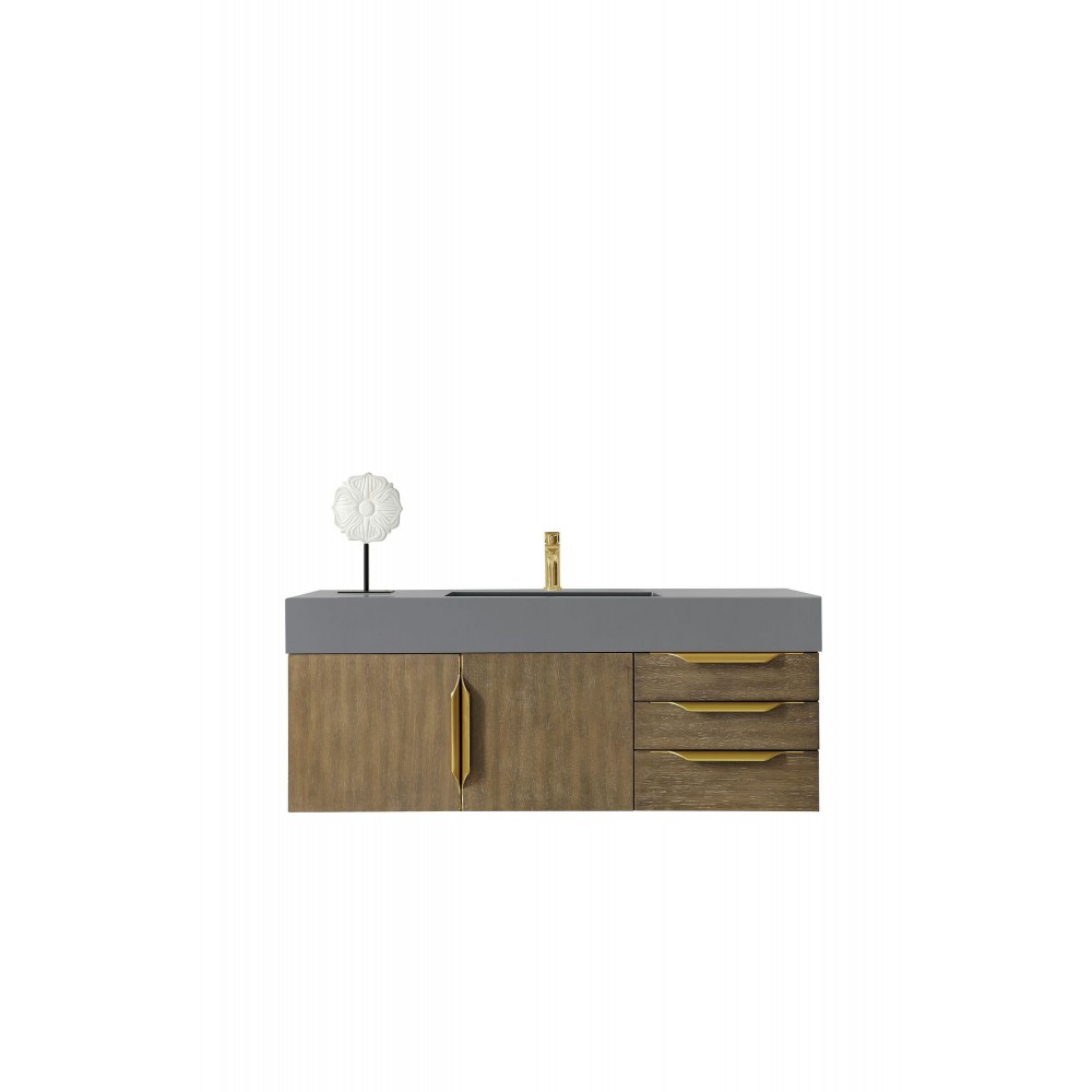 Mercer Island 48" Single Vanity Latte Oak Radiant Gold,Dusk Grey Composite Top