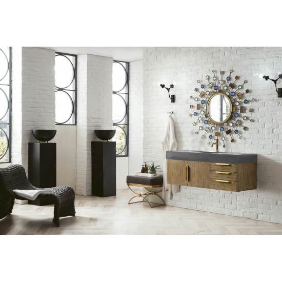 Mercer Island 48" Single Vanity Latte Oak Radiant Gold,Dusk Grey Composite Top