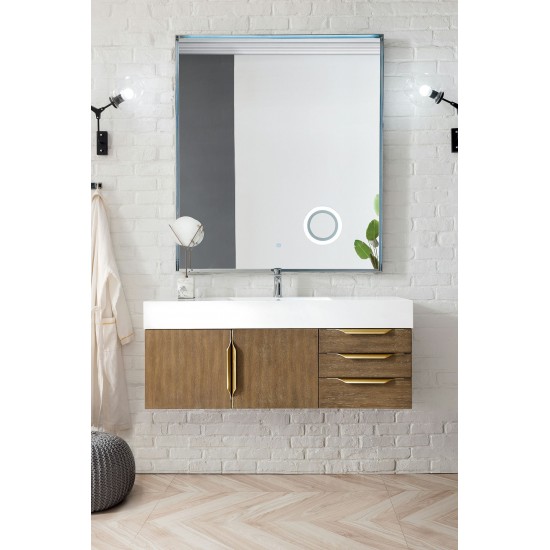 Mercer Island 48" Single Vanity Latte Oak Radiant Gold w/ White Composite Top