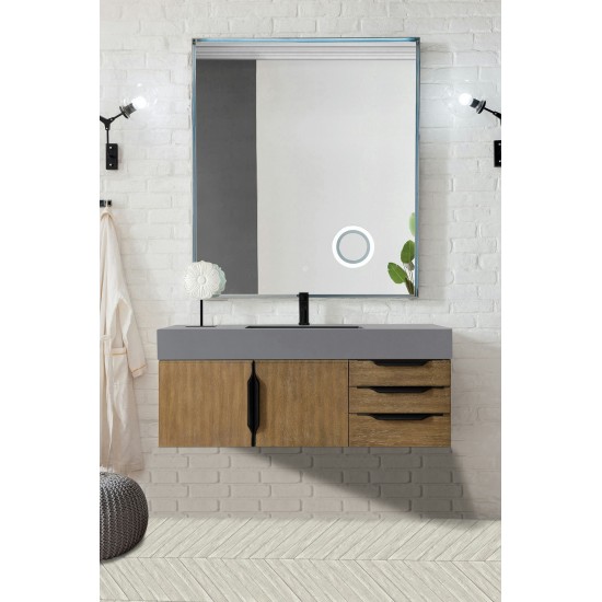 Mercer Island 48" Single Vanity Latte Oak Black w/Dusk Grey Glossy Composite Top