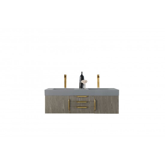 Mercer Island 59" Double Vanity Ash Gray Radiant Gold w/Dusk Grey Composite Top