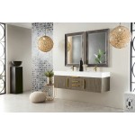 Mercer Island 59" Double Vanity Ash Gray Radiant Gold w/ White Composite Top