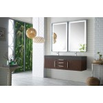 Mercer Island 59" Double Vanity, Coffee Oak w/ Dusk Grey Glossy Composite Top