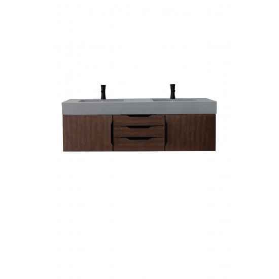 Mercer Island 59" Double Vanity Coffee Oak Black w/Dusk Grey Composite Top