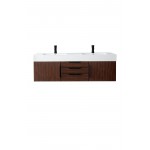 Mercer Island 59" Double Vanity Coffee Oak Black w/Glossy White Composite Top