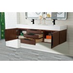 Mercer Island 59" Double Vanity Coffee Oak Black w/Glossy White Composite Top